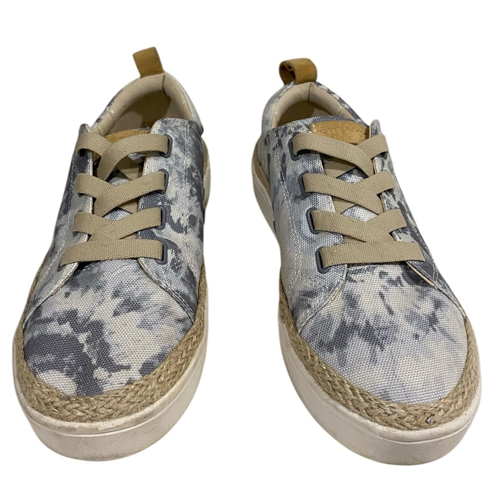 Spenco Malibu Gray Blue Tie Dye Gore Laced Slip On Comfort Sneakers Size 8.5D